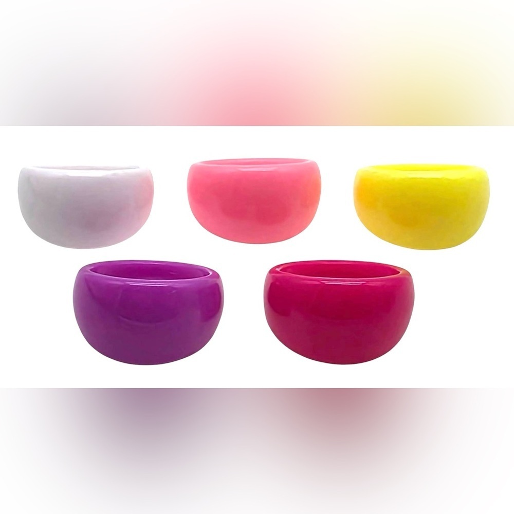 Chunky Retro Plastic Rings Y2K 70s 80s Bold Color Statement Candy Stackable Mod